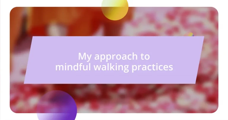 My approach to mindful walking practices